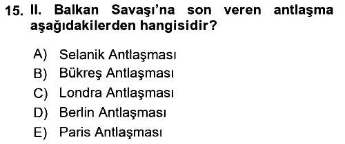Yakınçağ Avrupa Tarihi 2019-2020 Ara Sınav - 15. soru