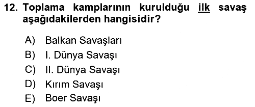 Yakınçağ Avrupa Tarihi 2021-2022 Ara Sınav - 12. soru