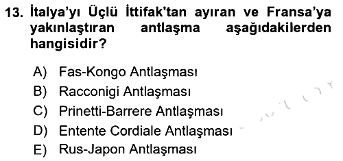 Yakınçağ Avrupa Tarihi 2022-2023 Ara Sınav - 13. soru