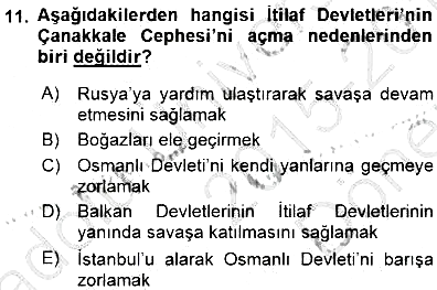 Yakınçağ Avrupa Tarihi 2015-2016 Dönem Sonu Sınavı - 11. soru