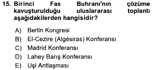 Yakınçağ Avrupa Tarihi 2017-2018 Dönem Sonu Sınavı - 15. soru