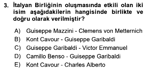 Yakınçağ Avrupa Tarihi 2019-2020 Dönem Sonu Sınavı - 3. soru
