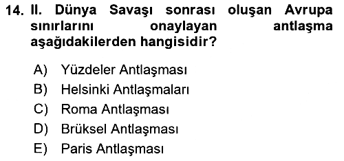 Yakınçağ Avrupa Tarihi 2022-2023 Dönem Sonu Sınavı - 14. soru