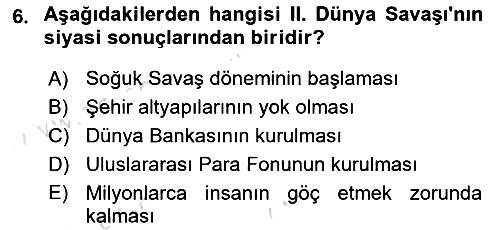 Yakınçağ Avrupa Tarihi 2023-2024 Dönem Sonu Sınavı - 6. soru