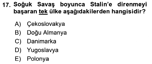 Yakınçağ Avrupa Tarihi 2023-2024 Dönem Sonu Sınavı - 17. soru