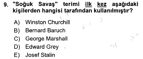 Yakınçağ Avrupa Tarihi 2022-2023 Yaz Okulu Sınavı - 9. soru