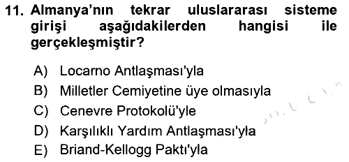 Yakınçağ Avrupa Tarihi 2022-2023 Yaz Okulu Sınavı - 11. soru