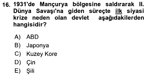 Yakınçağ Avrupa Tarihi 2022-2023 Yaz Okulu Sınavı - 16. soru