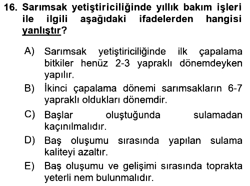 Bahçe Tarımı 2025-2026 Ara Sınav - 16. soru