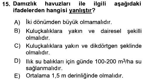 Balık Yetiştiriciliği 2016-2017 3 Ders Sınavı - 15. soru
