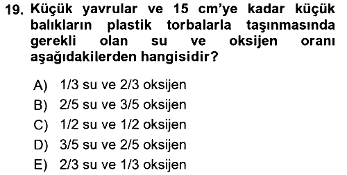 Balık Yetiştiriciliği 2016-2017 3 Ders Sınavı - 19. soru