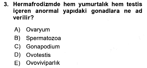Balık Yetiştiriciliği 2017-2018 3 Ders Sınavı - 3. soru
