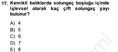 Balık Yetiştiriciliği 2014-2015 Ara Sınav - 17. soru