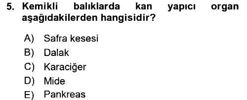 Balık Yetiştiriciliği 2016-2017 Ara Sınav - 5. soru