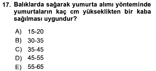 Balık Yetiştiriciliği 2017-2018 Ara Sınav - 17. soru