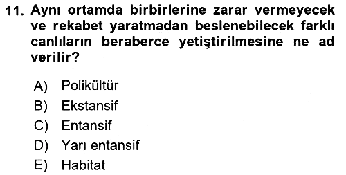 Balık Yetiştiriciliği 2021-2022 Ara Sınav - 11. soru