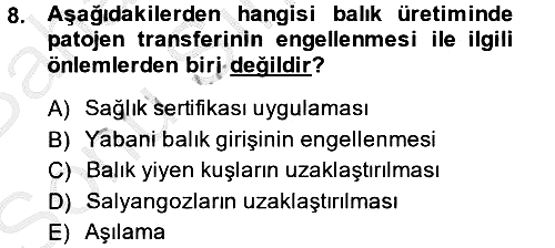 Balık Yetiştiriciliği 2013-2014 Dönem Sonu Sınavı - 8. soru