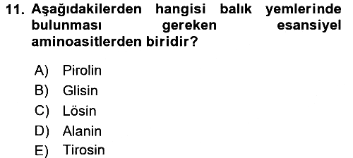 Balık Yetiştiriciliği 2016-2017 Dönem Sonu Sınavı - 11. soru