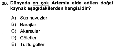 Balık Yetiştiriciliği 2016-2017 Dönem Sonu Sınavı - 20. soru