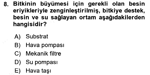 Balık Yetiştiriciliği 2017-2018 Dönem Sonu Sınavı - 8. soru