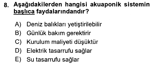 Balık Yetiştiriciliği 2021-2022 Dönem Sonu Sınavı - 8. soru