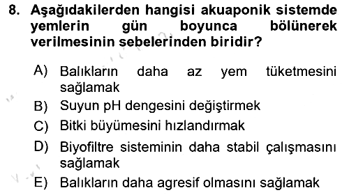 Balık Yetiştiriciliği 2024-2025 Dönem Sonu Sınavı - 8. soru