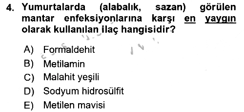 Balık Yetiştiriciliği 2018-2019 Yaz Okulu Sınavı - 4. soru