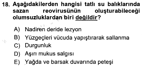 Balık Yetiştiriciliği 2020-2021 Yaz Okulu Sınavı - 18. soru