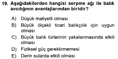 Balık Yetiştiriciliği 2024-2025 Yaz Okulu Sınavı - 19. soru