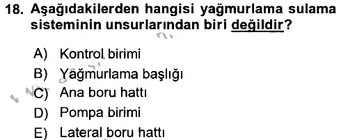Bitki Su İlişkileri 2016-2017 3 Ders Sınavı - 18. soru