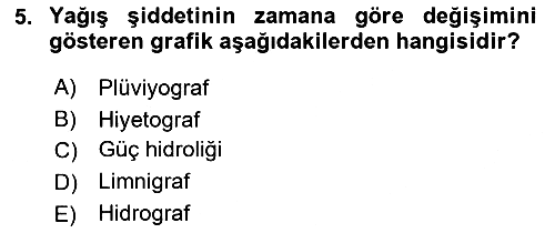 Bitki Su İlişkileri 2017-2018 3 Ders Sınavı - 5. soru