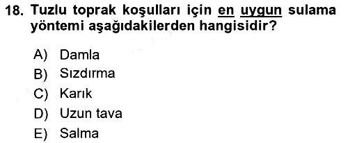 Bitki Su İlişkileri 2017-2018 3 Ders Sınavı - 18. soru