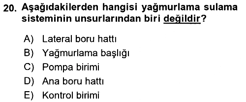 Bitki Su İlişkileri 2017-2018 3 Ders Sınavı - 20. soru