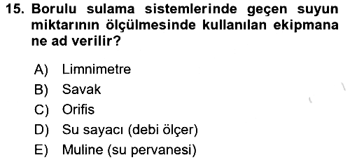 Bitki Su İlişkileri 2016-2017 Ara Sınav - 15. soru