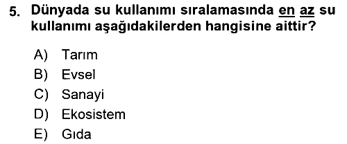 Bitki Su İlişkileri 2021-2022 Ara Sınav - 5. soru