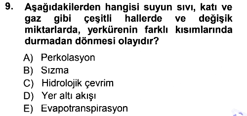 Bitki Su İlişkileri 2012-2013 Dönem Sonu Sınavı - 9. soru