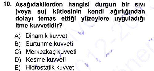 Bitki Su İlişkileri 2012-2013 Dönem Sonu Sınavı - 10. soru
