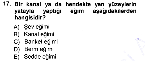 Bitki Su İlişkileri 2012-2013 Dönem Sonu Sınavı - 17. soru