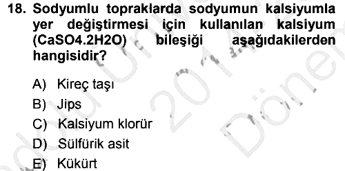 Bitki Su İlişkileri 2014-2015 Dönem Sonu Sınavı - 18. soru