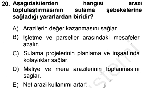 Bitki Su İlişkileri 2014-2015 Dönem Sonu Sınavı - 20. soru