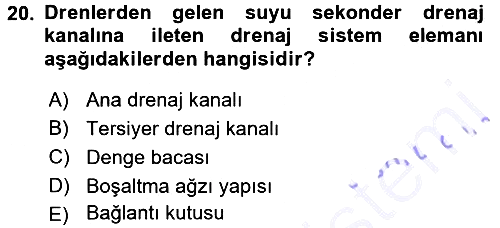 Bitki Su İlişkileri 2015-2016 Dönem Sonu Sınavı - 20. soru