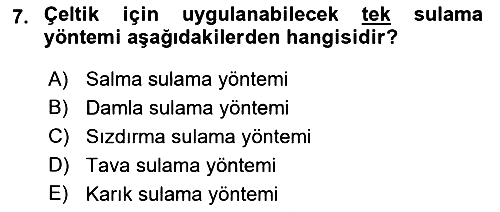 Bitki Su İlişkileri 2017-2018 Dönem Sonu Sınavı - 7. soru