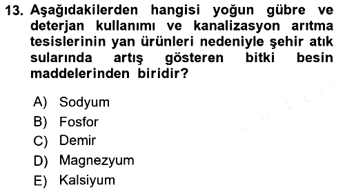 Bitki Su İlişkileri 2018-2019 Dönem Sonu Sınavı - 13. soru