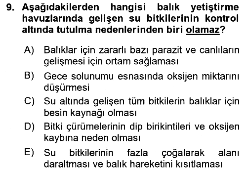 Bitki Su İlişkileri 2022-2023 Dönem Sonu Sınavı - 9. soru