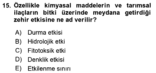 Bitki Su İlişkileri 2025-2026 Dönem Sonu Sınavı - 15. soru