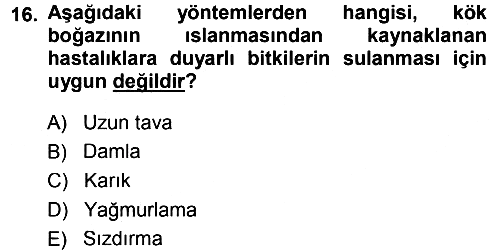Bitki Su İlişkileri 2013-2014 Tek Ders Sınavı - 16. soru