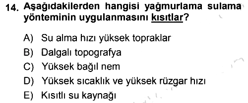 Bitki Su İlişkileri 2014-2015 Tek Ders Sınavı - 14. soru