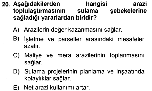 Bitki Su İlişkileri 2014-2015 Tek Ders Sınavı - 20. soru