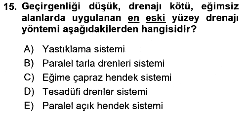 Bitki Su İlişkileri 2015-2016 Tek Ders Sınavı - 15. soru
