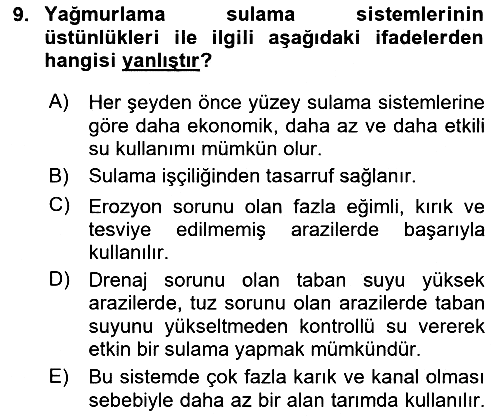 Bitki Su İlişkileri 2020-2021 Yaz Okulu Sınavı - 9. soru